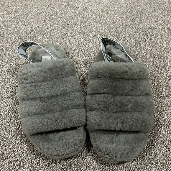 UGG Gray Plush Slippers/Clogs 8 - Picture 1 of 4